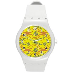 Folk Flowers Print Floral Pattern Ethnic Art Round Plastic Sport Watch (m) by Eskimos