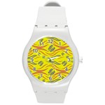 Folk flowers print Floral pattern Ethnic art Round Plastic Sport Watch (M) Front