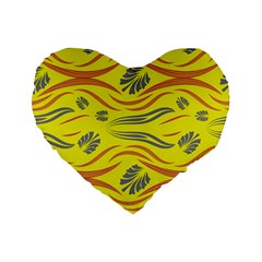 Folk Flowers Print Floral Pattern Ethnic Art Standard 16  Premium Flano Heart Shape Cushions by Eskimos