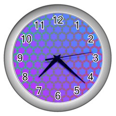 Hex Circle Points Vaporwave One Wall Clock (silver) by WetdryvacsLair