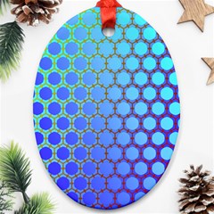 Hex Circle Points Vaporwave Three Ornament (oval)