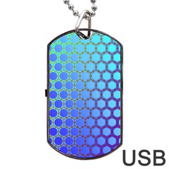 Hex Circle Points Vaporwave Three Dog Tag Usb Flash (one Side) by WetdryvacsLair