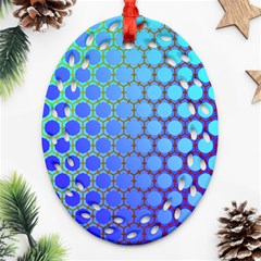 Hex Circle Points Vaporwave Three Oval Filigree Ornament (two Sides)