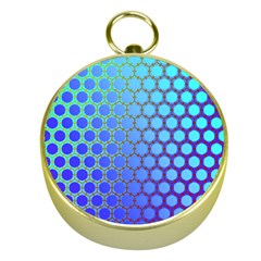 Hex Circle Points Vaporwave Three Gold Compasses by WetdryvacsLair