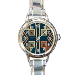 Abstract Pattern Geometric Backgrounds   Round Italian Charm Watch by Eskimos