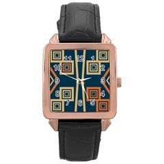 Abstract Pattern Geometric Backgrounds   Rose Gold Leather Watch  by Eskimos