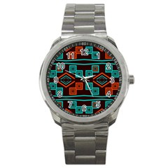 Abstract Pattern Geometric Backgrounds   Sport Metal Watch by Eskimos