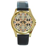 Abstract geometric design    Round Gold Metal Watch Front