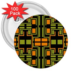 Abstract Geometric Design    3  Buttons (100 Pack)  by Eskimos