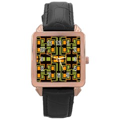 Abstract Geometric Design    Rose Gold Leather Watch  by Eskimos