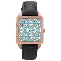 Abstract Geometric Design    Rose Gold Leather Watch  by Eskimos