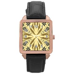 Folk Flowers Print Floral Pattern Ethnic Art Rose Gold Leather Watch  by Eskimos