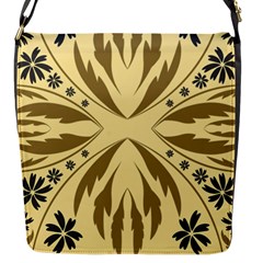 Folk Flowers Print Floral Pattern Ethnic Art Flap Closure Messenger Bag (s) by Eskimos