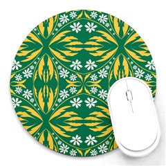 Folk Flowers Print Floral Pattern Ethnic Art Round Mousepads by Eskimos