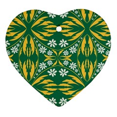 Folk Flowers Print Floral Pattern Ethnic Art Heart Ornament (two Sides) by Eskimos