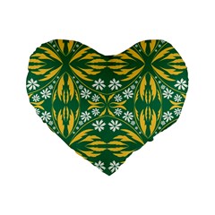 Folk Flowers Print Floral Pattern Ethnic Art Standard 16  Premium Flano Heart Shape Cushions by Eskimos