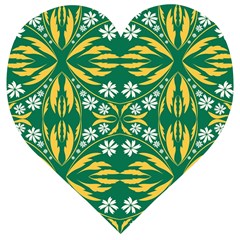 Folk Flowers Print Floral Pattern Ethnic Art Wooden Puzzle Heart by Eskimos