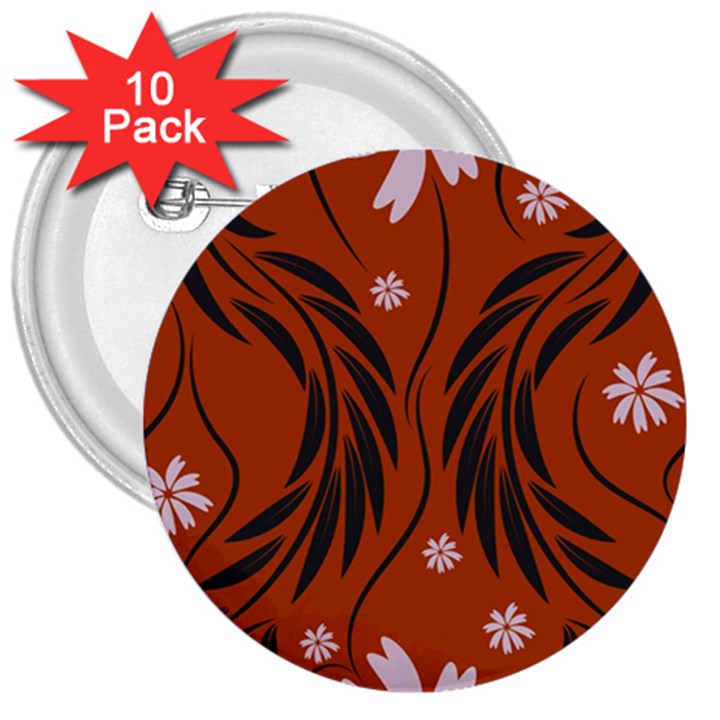 Folk flowers print Floral pattern Ethnic art 3  Buttons (10 pack) 