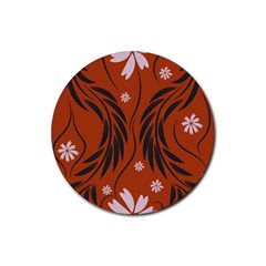 Folk Flowers Print Floral Pattern Ethnic Art Rubber Coaster (round) by Eskimos