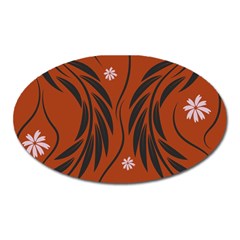 Folk Flowers Print Floral Pattern Ethnic Art Oval Magnet by Eskimos