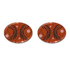 Folk Flowers Print Floral Pattern Ethnic Art Cufflinks (oval) by Eskimos