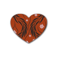 Folk Flowers Print Floral Pattern Ethnic Art Rubber Coaster (heart) by Eskimos