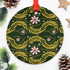 Folk Flowers Print Floral Pattern Ethnic Art Ornament (round) by Eskimos