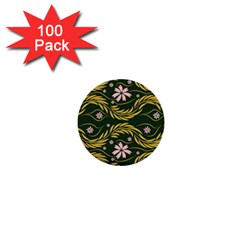 Folk Flowers Print Floral Pattern Ethnic Art 1  Mini Buttons (100 Pack)  by Eskimos