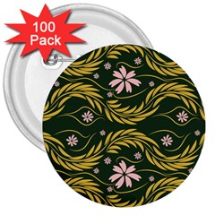 Folk Flowers Print Floral Pattern Ethnic Art 3  Buttons (100 Pack)  by Eskimos