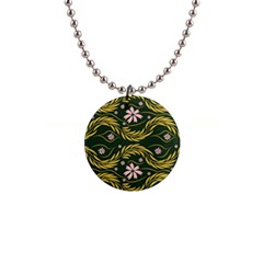 Folk Flowers Print Floral Pattern Ethnic Art 1  Button Necklace by Eskimos