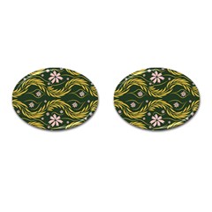 Folk Flowers Print Floral Pattern Ethnic Art Cufflinks (oval) by Eskimos