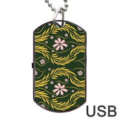 Folk Flowers Print Floral Pattern Ethnic Art Dog Tag Usb Flash (two Sides) by Eskimos