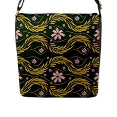 Folk Flowers Print Floral Pattern Ethnic Art Flap Closure Messenger Bag (l) by Eskimos