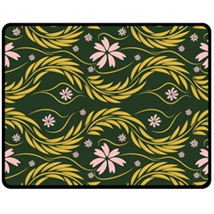 Folk Flowers Print Floral Pattern Ethnic Art Double Sided Fleece Blanket (medium)  by Eskimos