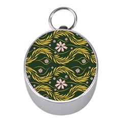 Folk Flowers Print Floral Pattern Ethnic Art Mini Silver Compasses by Eskimos