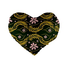 Folk Flowers Print Floral Pattern Ethnic Art Standard 16  Premium Flano Heart Shape Cushions by Eskimos