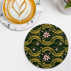 Folk Flowers Print Floral Pattern Ethnic Art Uv Print Round Tile Coaster by Eskimos