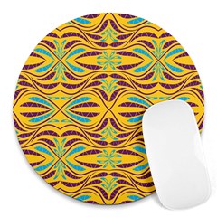 Folk Flowers Print Floral Pattern Ethnic Art Round Mousepads by Eskimos