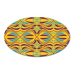 Folk Flowers Print Floral Pattern Ethnic Art Oval Magnet by Eskimos