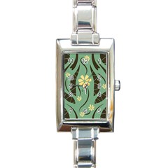 Folk Flowers Print Floral Pattern Ethnic Art Rectangle Italian Charm Watch by Eskimos