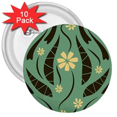 Folk Flowers Print Floral Pattern Ethnic Art 3  Buttons (10 Pack)  by Eskimos