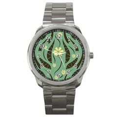 Folk Flowers Print Floral Pattern Ethnic Art Sport Metal Watch by Eskimos