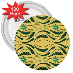 Folk Flowers Print Floral Pattern Ethnic Art 3  Buttons (100 Pack)  by Eskimos