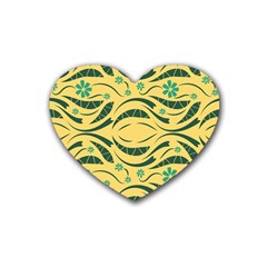 Folk Flowers Print Floral Pattern Ethnic Art Rubber Coaster (heart) by Eskimos