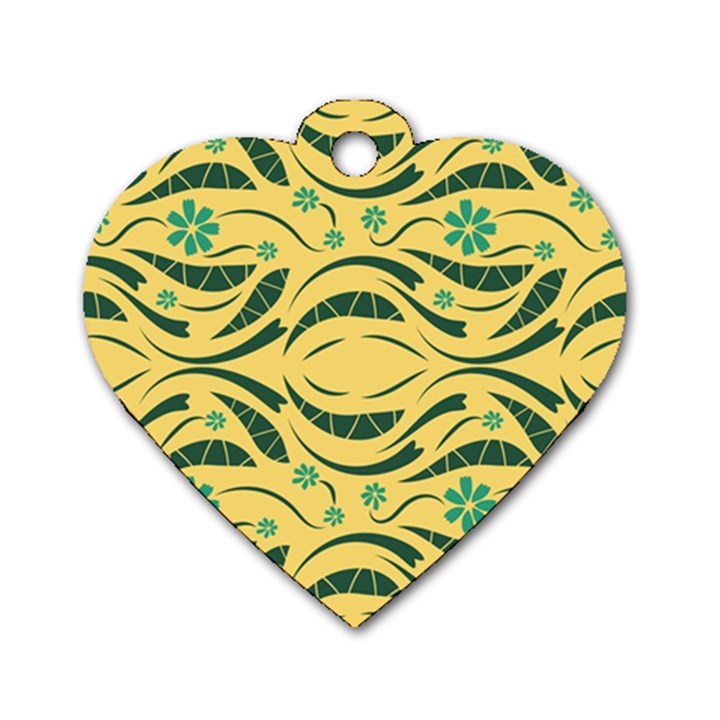 Folk flowers print Floral pattern Ethnic art Dog Tag Heart (Two Sides)