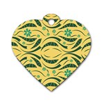 Folk flowers print Floral pattern Ethnic art Dog Tag Heart (Two Sides) Back