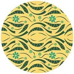 Folk Flowers Print Floral Pattern Ethnic Art Wooden Puzzle Round by Eskimos