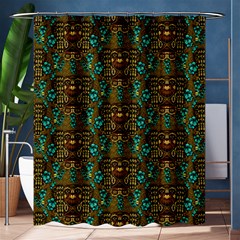 Artworks Pattern Leather Lady In Gold And Flowers Shower Curtain 60  X 72  (medium)  by pepitasart