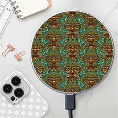 Artworks Pattern Leather Lady In Gold And Flowers Wireless Charger