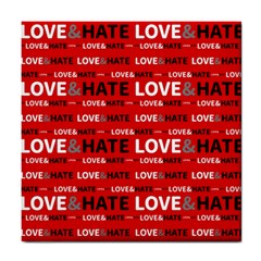 Love And Hate Typographic Design Pattern Tile Coaster by dflcprintsclothing